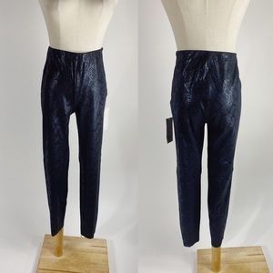 NWT ZARA Snakeskin Shiny Embossed Side Zip Black Legging Womens Medium